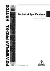 Behringer HA4700 Specifications Sheet