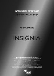 Insignia NS-50L240A13 Important Information (French)