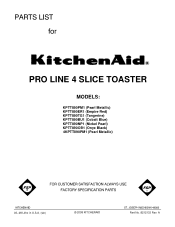 KitchenAid KPTT890NP Parts List