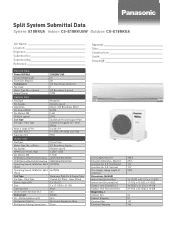 Panasonic CU-E18RKUA E18RKUA Submittal Sheet