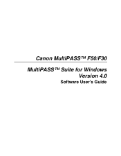 Canon MultiPASS F30 Software User's Guide for the MultiPASS F30 and MultiPASS F50