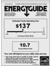 GE AHM18DP Energy Guide