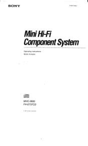 Sony MHC-2600 Operating Instructions
