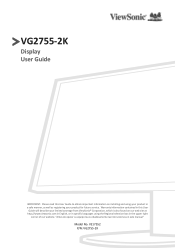 ViewSonic VG2755-2K - 27 1440p Ergonomic 40-Degree Tilt IPS Monitor with USB C User Guide