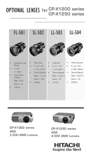 Hitachi X1250 Optional Lenses