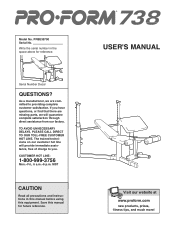 ProForm 738 Bench User Manual