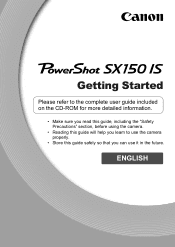 Canon PowerShot SX150 IS PowerShot SX150 IS Getting Started