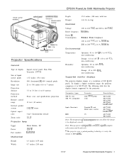 Epson PowerLite 5000 Product Information Guide