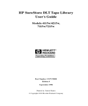 HP Surestore 15 Slot with DLT7000 HP SureStore DLT Tape Library Models 4115w/4215w, 7115w/7215w - User's Guide