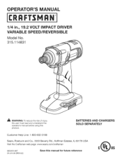 Craftsman 11483 Operation Manual
