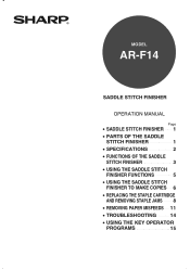 Sharp AR-F14 AR-F14 Saddle-Stitch Finisher Operation Manual