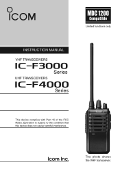 Icom IC-F3001 Instruction Manual