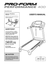 ProForm Performance 400 Treadmill English Manual