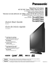 Panasonic 50PZ700U 58' Plasma Tv