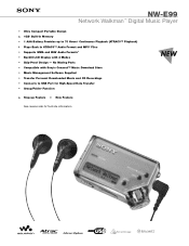 Sony NW-E99 Marketing Specifications
