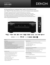 Denon AVR 989 Literature/Product Sheet