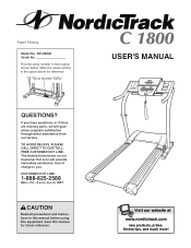 NordicTrack C 1800 Treadmill English Manual