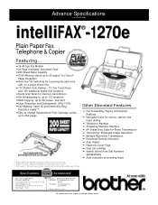 Brother International FAX-1270E Advanced Specifications