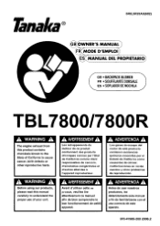 Tanaka TBL-7800R Owner's Manual