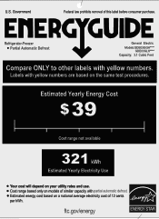 GE GDE03GLHLB Energy Guide