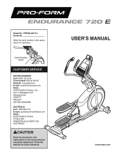 ProForm Endurance 720 E Instruction Manual