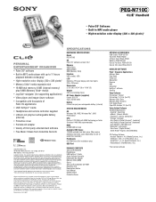 Sony PEG-N710C Marketing Specifications