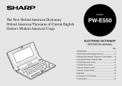 Sharp PW E550 PWE550 Operation Manual