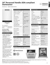 Bosch SGE53C52UC Product Specification Sheet