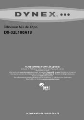 Dynex DX-32L100A13 Important Information (French)