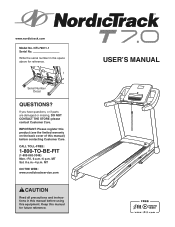 NordicTrack T 7.0 Treadmill English Manual