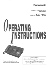 Panasonic KXF800 KXF800 User Guide