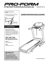 ProForm Performance 1650 Treadmill Dutch Manual