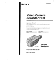 Sony CCD-TR600 Operating Instructions  (primary manual)