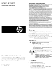 HP Pro UPS 500 240V HP UPS R/T3000 Installation Instructions