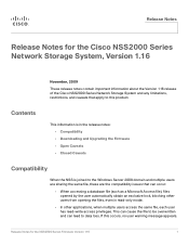 Linksys NSS2000 Release Notes for the Cisco NSS2000 Series Network Storage System, Version 1.16