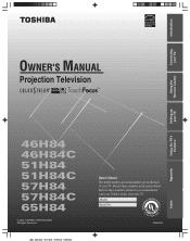 Toshiba 57H84R Owner's Manual - English