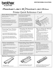 Brother International PocketJet 3 Plus Quick Reference Card - English