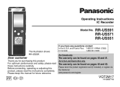Panasonic RRUS591 RRUS551 User Guide