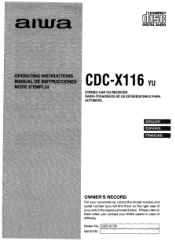 AIWA CDC-X116 Operating Instructions