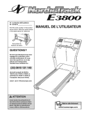 NordicTrack E 3800 Treadmill French Manual