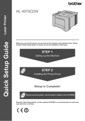 Brother International HL 4070CDW Quick Setup Guide - English