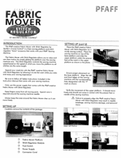 Pfaff Fabric Mover Owner's Manual