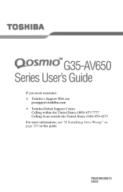 Toshiba G35 AV650 Toshiba Online User's Guide for Qosmio G35-AV650
