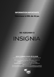 Insignia NS-42D240A13 Important Information (French)