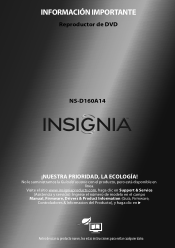 Insignia NS-D160A14 Important Information (Spanish)
