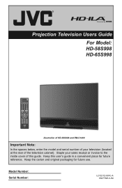 JVC HD-65S998 Instructions