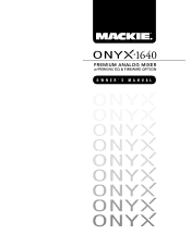 Mackie Onyx 1640 Owner's Manual