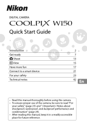 Nikon COOLPIX W150 Quick Start Guide for customers in the Americas