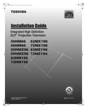 Toshiba 62MX196 Installation Guide - English