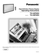 Panasonic TH50PHD5VUY TH42PHD5UY User Guide